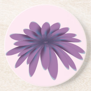 Purple Daisy Flower Illustration   Floral Botanica Coaster