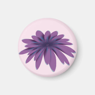 Purple Daisy Flower Illustration Floral Botanica Magnet