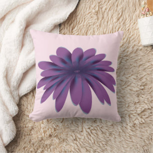 Purple Daisy Flower Illustration   Floral Botanica Throw Pillow