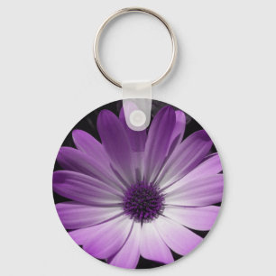 Purple Daisy Flower Keychain