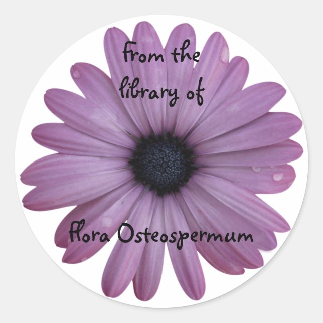 Purple Daisy Flower Osteospermum Custom Bookplate Classic Round Sticker (Front)