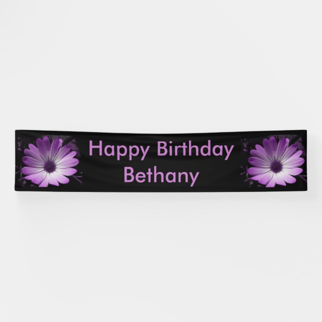 Purple Daisy Flower Personalized Banner (Horizontal)