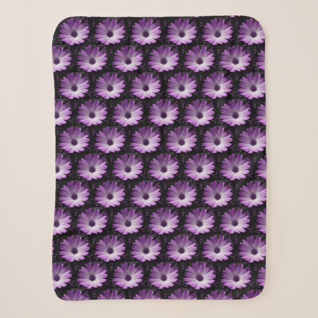 Purple Daisy Flower Sherpa Blanket (Front)
