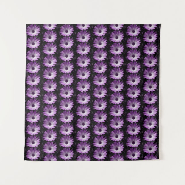 Purple Daisy Flower Tapestry (Front (Horizontal))