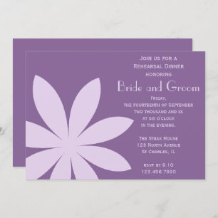 Purple Daisy Flower Wedding Rehearsal Dinner Invitation