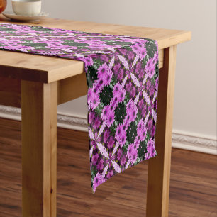 Purple Daisy Flowers Abstract Design     Short Table Runner