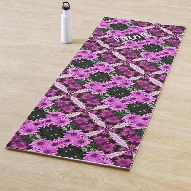 Purple Daisy Flowers Abstract Personalized Yoga Mat (In Situ)