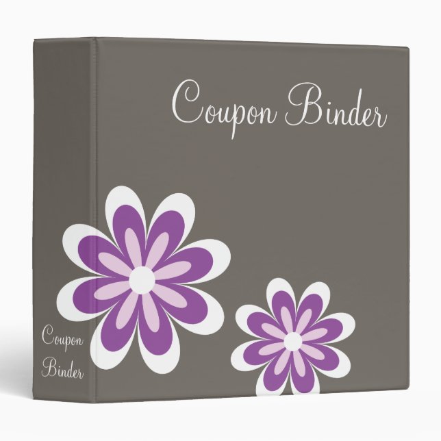 Purple Daisy Flowers Coupon Organizer Binder (Front/Spine)