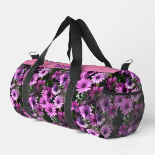 Purple Daisy Flowers Pattern Personalized Duffle Bag