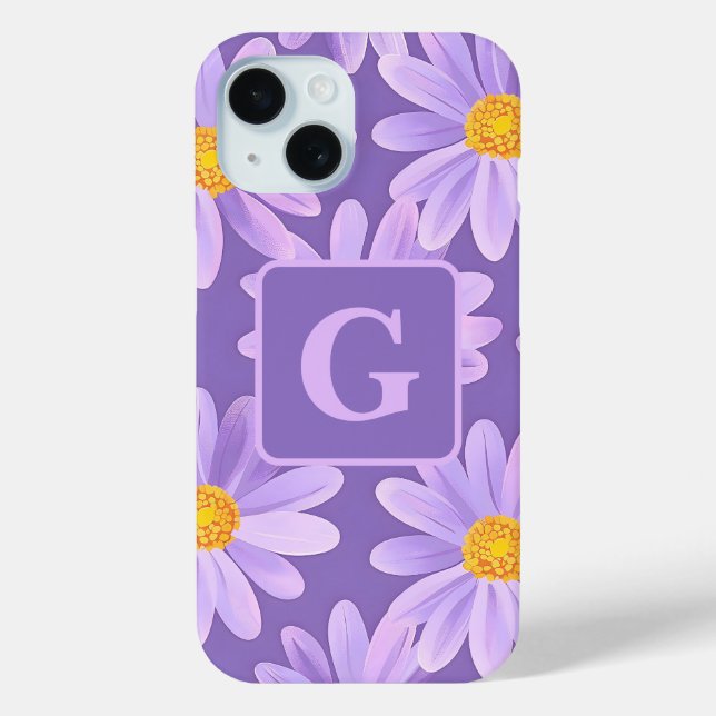 purple daisy flowers personalized monogram  Case-Mate iPhone case (Back)
