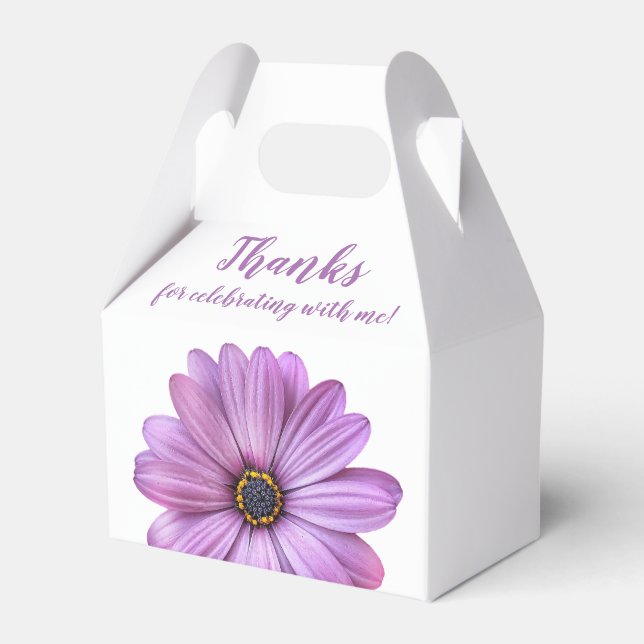 Purple Daisy Gable Party Favour Boxes (Front Side)