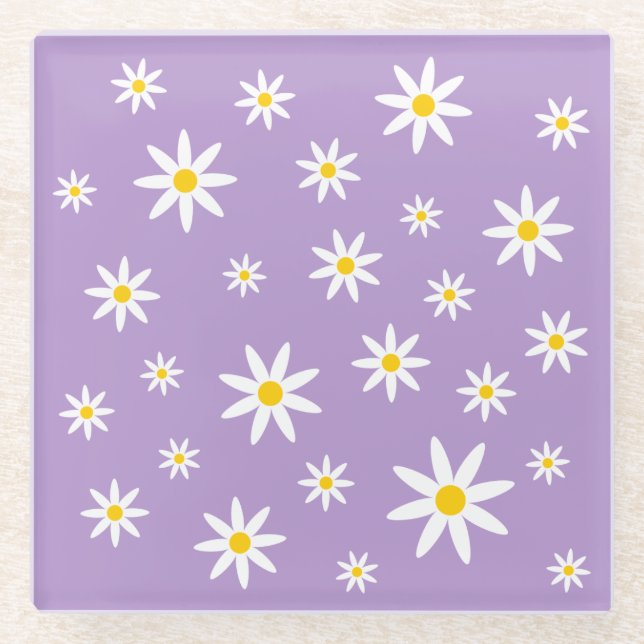 Purple Daisy Glass Coaster (Front)