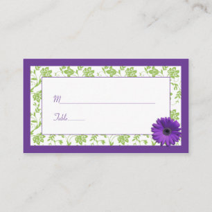 Purple Daisy Green Mariage damassé Cartes de Place