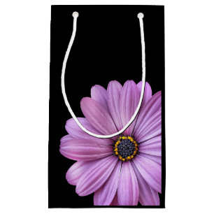 Purple Daisy on Black SMALL Gift Bags