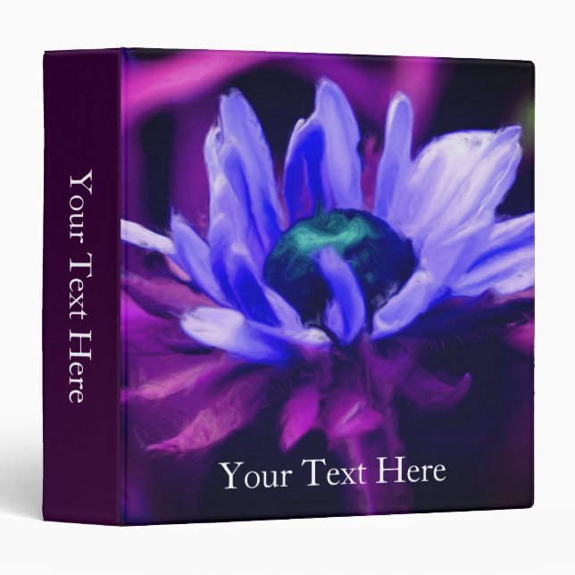 Purple Daisy Painting Floral Art Personalized Binder (Front/Spine)