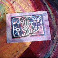 Purple Daisy Printmaking Carving Artistic green