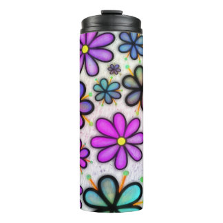 Purple Daisy Retro Thermal Tumbler