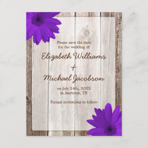 Purple Daisy Rustic Barn Save the Date