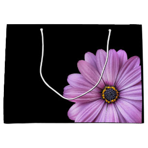 Purple Daisy sur Black GRAND sac cadeau