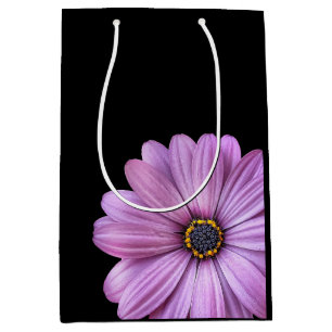 Purple Daisy sur Black MEDIUM sac cadeau