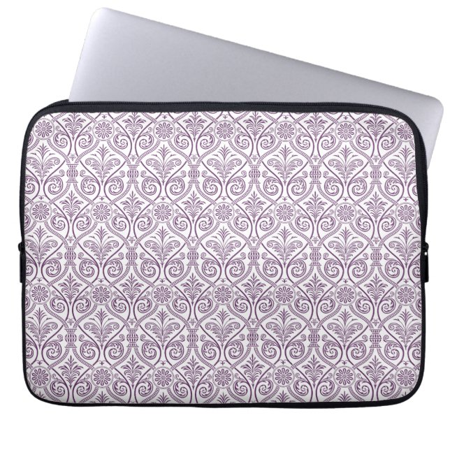 Purple Damaks Pattern Laptop Sleeve (Front)