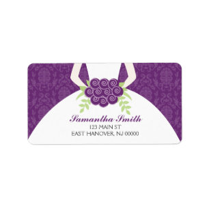 Purple Damask Bridal Shower Label