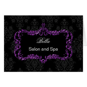 purple damask Business Thank You Cards