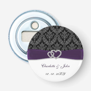 Purple Damask Diamante Wedding Bottle Opener