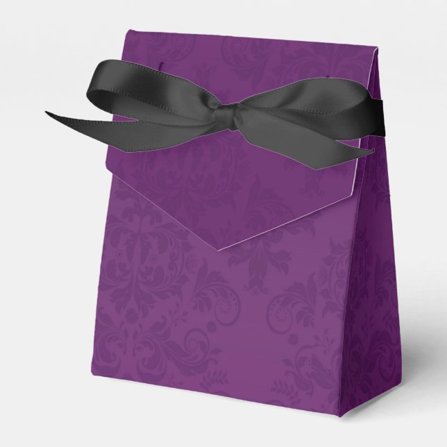 Purple Damask Elegant Halloween Party Favour Boxes (Front Side)