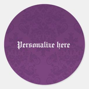 Purple Damask Elegant Personalized Party Sticker