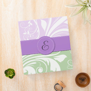 Purple Damask, Green Damask, Monogram Binder