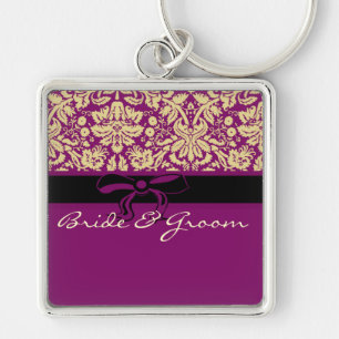 Purple Damask Keychain