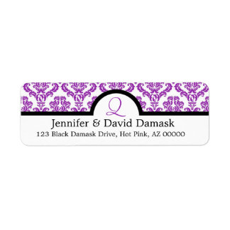 Purple Damask Monogramme Q Mariage Étiquette