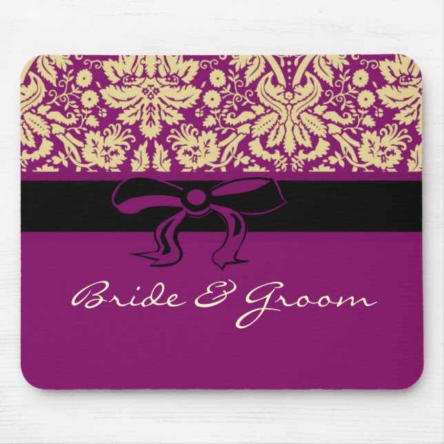 Purple Damask Mouse Pad (Front)