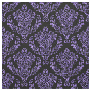 Purple Damask On Black or *Any Colour Background Fabric