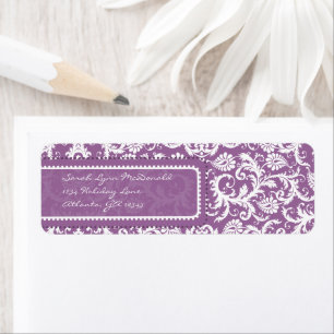 Purple Damask on Plum Return Address