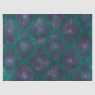 Purple Damask on Teal Decoupage Tissue Paper