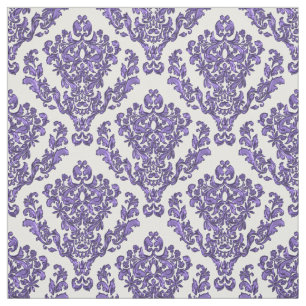 Purple  Damask On  White or *Any Colour Background Fabric