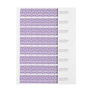 Purple Damask Pattern Graduation Wrap Around Label