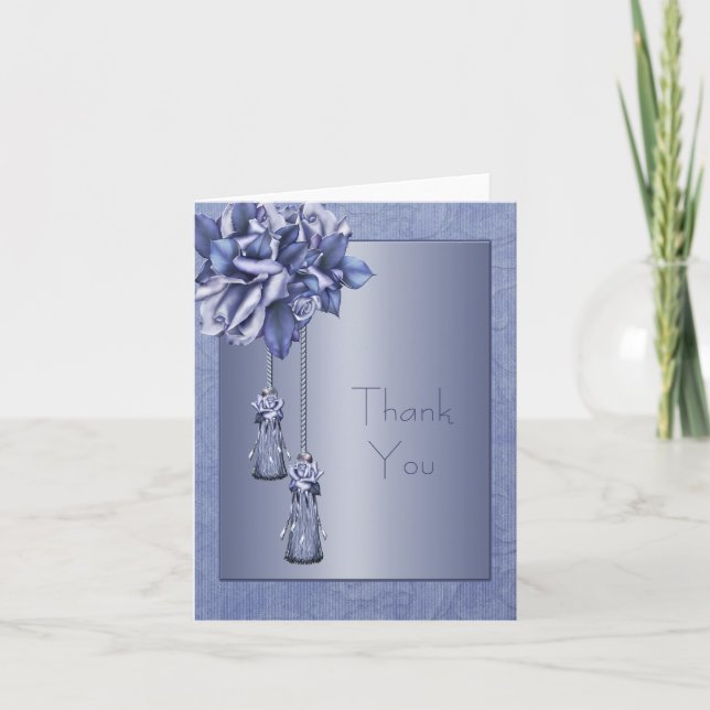 Purple Damask Roses Merci Cartes (Devant)