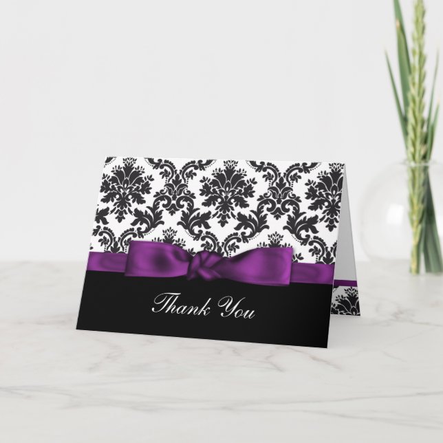 purple damask ThankYou Cards (Front)