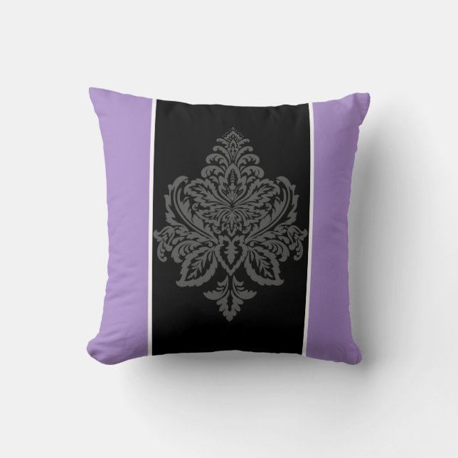 Purple, damask throw pillow (Front)