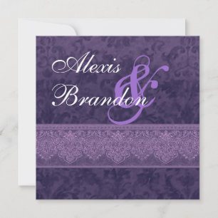 Purple Damask Wedding Invitation G400