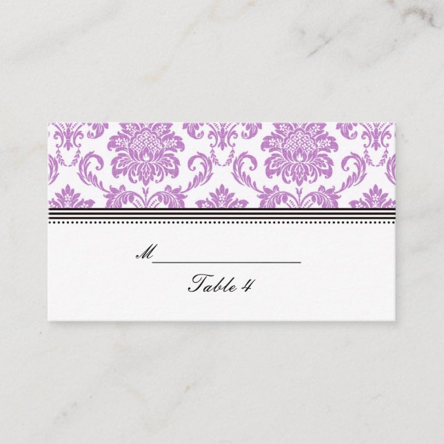 Purple Damask Wedding Placecards (Front)