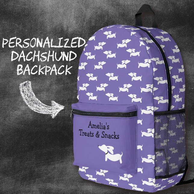 Purple Dancing Dachshunds Bag for Wiener Dog Moms (Purple dachshund backpack for kids and adults)