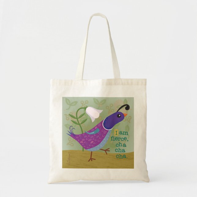 Purple Dancing Quail with Lily Tote Bag (Front)