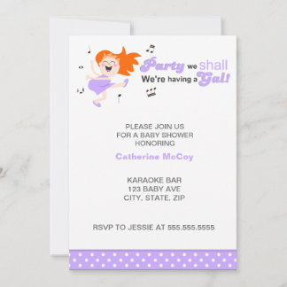 Purple Dancing Redhead Mom-to-be girl baby shower Invitation