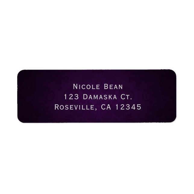 Purple Dark Damask Elegant Wedding Invitation (Front)