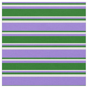 Purple, Dark Green & Mint Cream Coloured Pattern Fabric