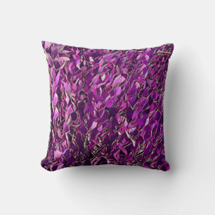 Purple / Dark Pink Stylized Plants Throw Pillow